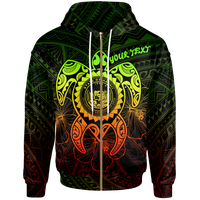 Hawaii Polynesian Custom Zip up Hoodie Vintage Polynesian Turtle (Reggae) Unisex Reggae - Polynesian Pride