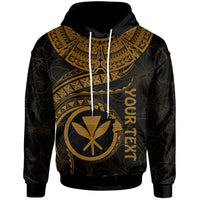 Polynesian Hawaii Kanaka Maoli Custom Hoodie Hawaiian Waves (Golden) Unisex Golden - Polynesian Pride