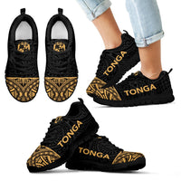 Tonga Sneakers - Tonga Coat Of Arms Polynesian Tattoo Gold Style - Polynesian Pride