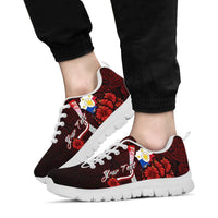 Philippines Polynesian Custom Personalised Sneakers - Coat Of Arm With Hibiscus - Polynesian Pride