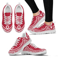 Niue Wave Sneakers - Polynesian Pattern White Red Color Women's Sneakers - White - Niue White - Polynesian Pride