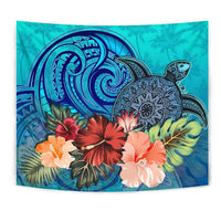 Turtle Polynesian Tapestry Hibiscus Polynesian Blue - Polynesian Pride