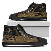 Yap State High Top Shoes - Gold Color Symmetry Style Unisex White - Polynesian Pride