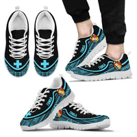 Tonga Wave Sneakers - Polynesian Pattern Blue Color Men's Sneakers - White - Tonga White - Polynesian Pride