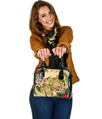 hawaiiShoulder Handbag - Turtle Shoulder Handbag Strong Pattern Hibiscus Plumeria AH One Size Gold - Polynesian Pride