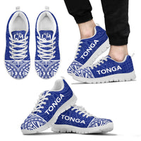 Tonga Sneakers - Tonga Coat Of Arms Polynesian Tattoo Blue Style Unisex White - Polynesian Pride
