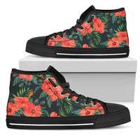 Hawaii Red Hibiscus High Top Shoe Womens High Top Black - Polynesian Pride