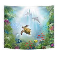 Animal Garden Ocean Tapestry Wall Tapestry White - Polynesian Pride