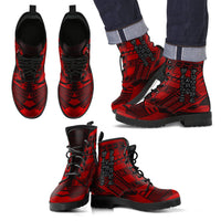 Wallis And Futuna Leather Boots - Polynesian Tattoo Red Red - Polynesian Pride