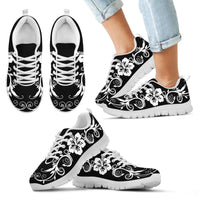 Hibiscus Royal Pattern Sneakers Kid's Sneakers White - Polynesian Pride
