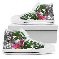 Vanuatu High Top Shoes White - Turtle Plumeria Banana Leaf Unisex White - Polynesian Pride