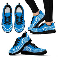 American Samoa Wave Sneakers White Blue Color Women's Sneakers - Black - American Samoa Black - Polynesian Pride