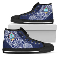Guam High Top Shoes - Polynesian Design Unisex Black - Polynesian Pride