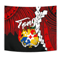 Tonga Polynesian Tapestry - Tribal Wave Tattoo Flag Color - Polynesian Pride