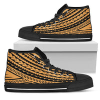 Polynesian High Top Shoes - Gold Black Version Unisex Black - Polynesian Pride
