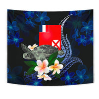 Wallis and Futuna Polynesian Tapestry - Turtle With Plumeria Flowers - Polynesian Pride