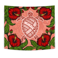 Hawaii Turtle Hibiscus Pink Tapestry - Fide Style - Polynesian Pride