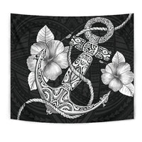Anchor Poly Tribal Tapestry Wall Tapestry Black - Polynesian Pride