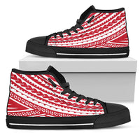 Polynesian High Top Shoes - Red Version Unisex White - Polynesian Pride