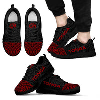 Tonga Sneakers - Tonga Coat Of Arms Polynesian Tattoo Red Style Unisex Black - Polynesian Pride