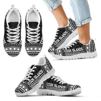 Cook Islands Sneakers - Cook Islands Polynesian Chief Tattoo Black Version - Polynesian Pride
