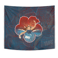 Hula Dance Hibiscus Tapestry Wall Tapestry Blue - Polynesian Pride