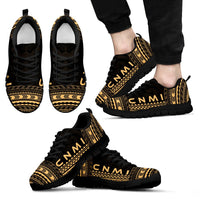 Northern Mariana Islands Sneakers - CNMI Polynesian Chief Tattoo Gold Version - Polynesian Pride