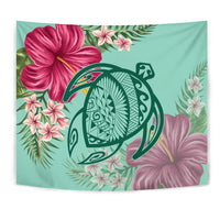 Hawaii Turtle Hibiscus Plumeria Tapestry - Hug Style - Polynesian Pride