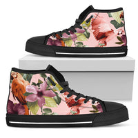 Hawaii Pink Hibiscus High Top Shoe Womens High Top Black - Polynesian Pride