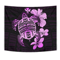 Hawaiian Kanaka Hibiscus Plumeria Mix Polynesian Turtle Tapestry Pink AH Wall Tapestry Pink - Polynesian Pride