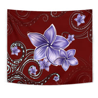 Plumeria Violet Polynesia Red Tapestry Wall Tapestry Red - Polynesian Pride