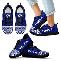 Tonga Sneakers - Tonga Coat Of Arms Polynesian Tattoo Blue Style - Polynesian Pride