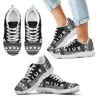 Niue Sneakers - Niue Polynesian Chief Tattoo Black Version - Polynesian Pride