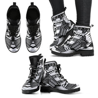 Federated States Of Micronesia Leather Boots - Polynesian Tattoo Black - Polynesian Pride