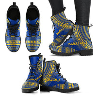 nauru Leather Boots - Polynesian Flag Chief Version - Polynesian Pride