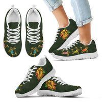Hibiscus And Turtle Sneakers Kid's Sneakers White - Polynesian Pride