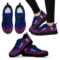 Guam Wave Sneakers - Polynesian Pattern Purple Color Women's Sneakers - Black - Guam Black - Polynesian Pride
