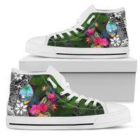 Guam High Top Shoes - Turtle Plumeria Banana Leaf Unisex White - Polynesian Pride