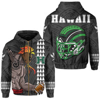 Polynesian Warrior Helmet Football Kanaka Kakau Hawaii Zip Hoodie Gray Unisex Gray - Polynesian Pride