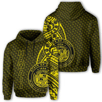 Hawaii Polynesian Hoodie Yellow Emboss Style Unisex Yellow - Polynesian Pride