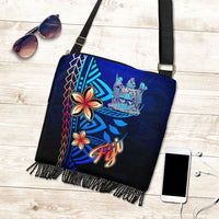 Fiji Boho Bag - Vintage Tribal Mountain Crest One Style One Size Blue - Polynesian Pride