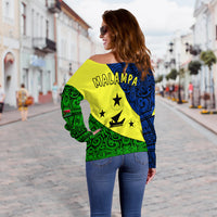 Malampa Province Off Shoulder Sweater Vanuatu Pattern LT13 - Polynesian Pride