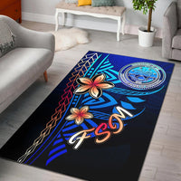 Federated States of Micronesia Area Rug - Vintage Tribal Mountain Blue - Polynesian Pride