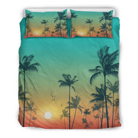 Hawaiian Palm Tree In The Sunset Polynesian Bedding Set Black - Polynesian Pride