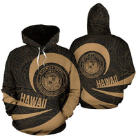 Hawaii Coat of Arms Roll In My Heart Hoodie Gold Unisex White - Polynesian Pride