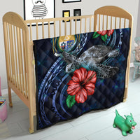 Nauru Polynesian Premium Quilt - Blue Turtle Hibiscus - Polynesian Pride