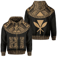 Hawaii Kanaka Polynesian Zipper Hoodie Divinity Gold Unisex Gold - Polynesian Pride