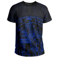 Polynesian Pride Tee Hawaii King Coat Of Arms Kanaka Map Polynesian T Shirt Blue - Polynesian Pride