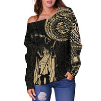 Polynesian Pride Clothing - Hawaii King Kanaka Maoli Off Shoulder Sweatshirt - Tattoo Style - Polynesian Pride