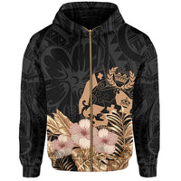 Polynesian Pride Hoodie Tonga Hibiscus Tribal Zip Hoodie - Polynesian Pride